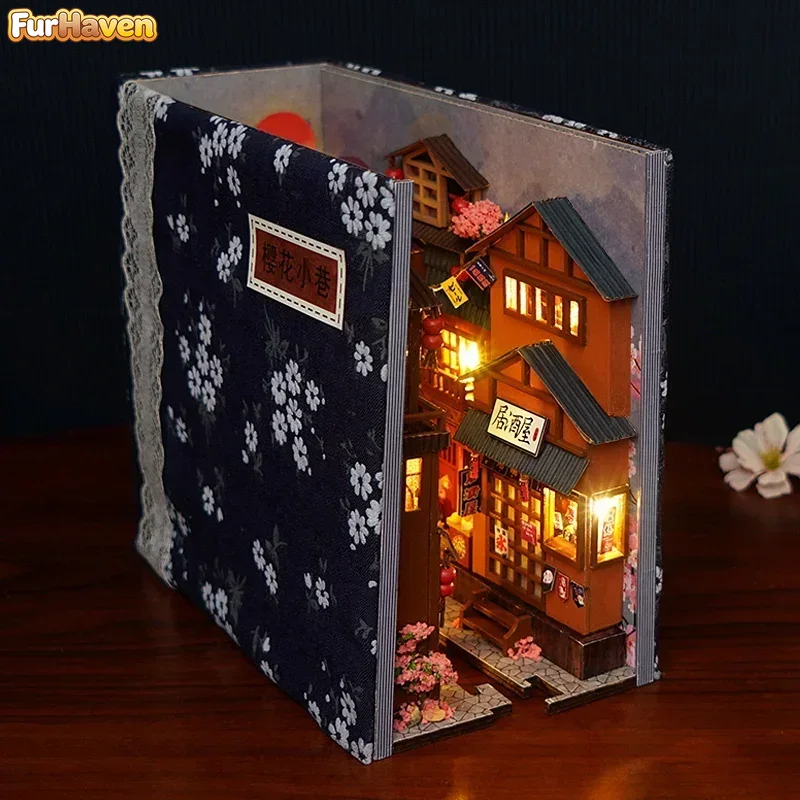 Diy Wooden Book Nook Kit Shelf Insert - DIY Wooden Japanese Store Book Nook
