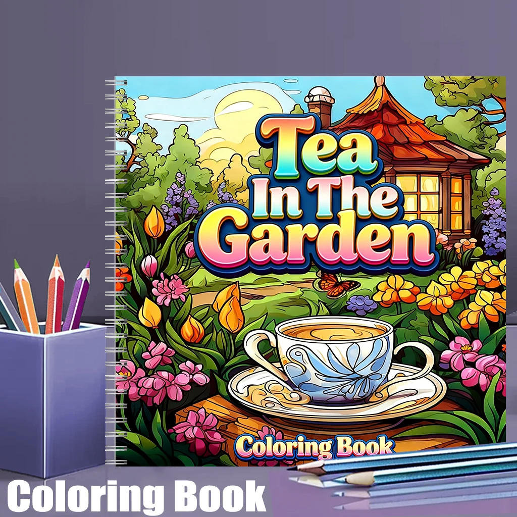 Tea In The Gardens Coloring Bo - огляд і ціна Adult Coloring Book Stress Relief